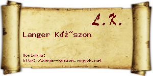 Langer Kászon névjegykártya